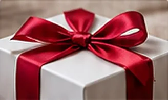 Coffret blanc noué d'un ruban satin rouge