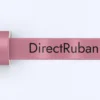 Ruban satin personnalisé rose 38 mm à plat, texte DirectRuban imprimé en noir